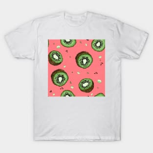 Summer Time Kiwi Salmon Pink Pattern Texture T-Shirt